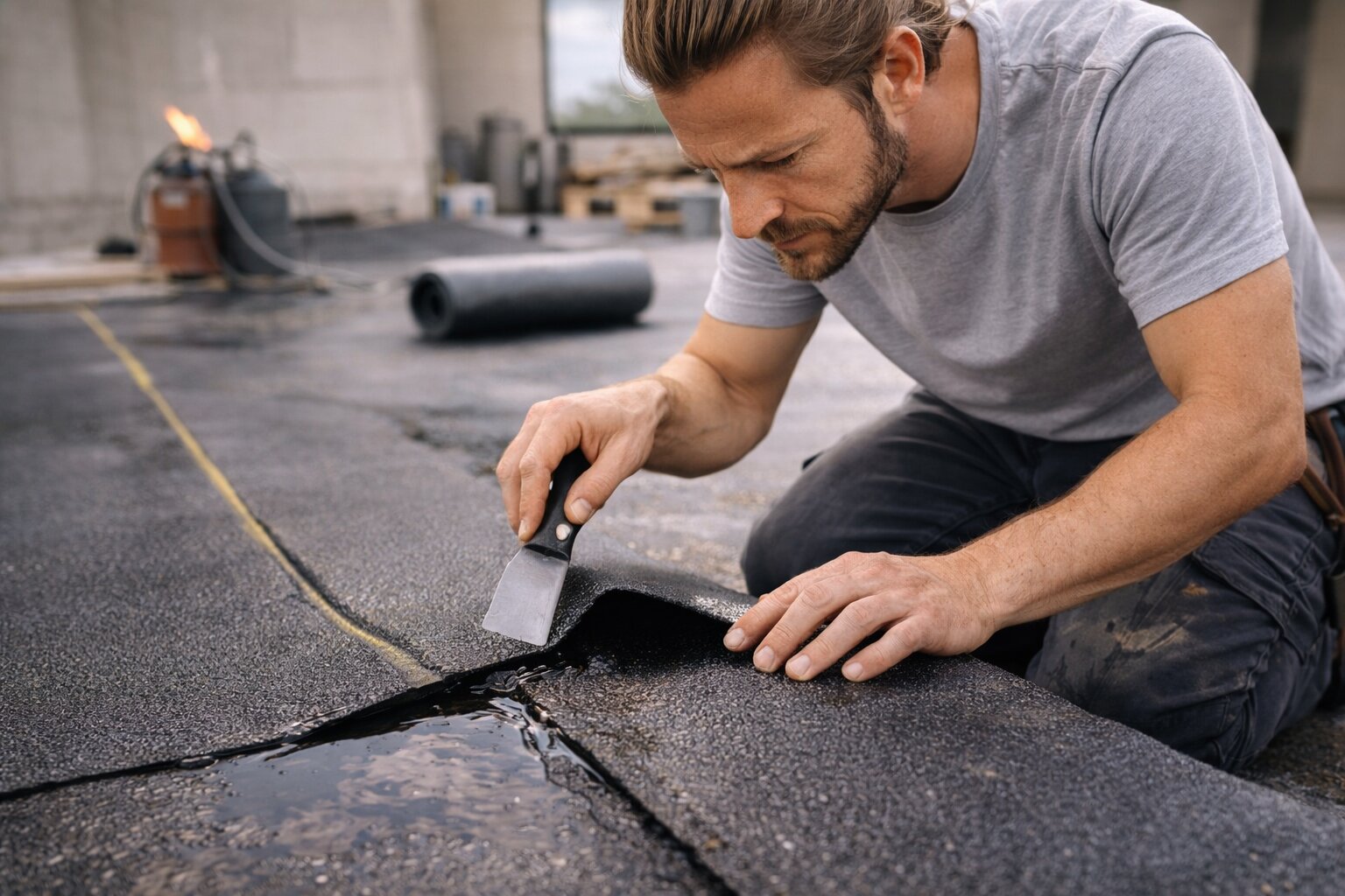 expresuldesinaia.ro-Înainte de a închide șapa, hidroizolația cu membrană bituminoasă se verifică la suprapuneri în 3 pași